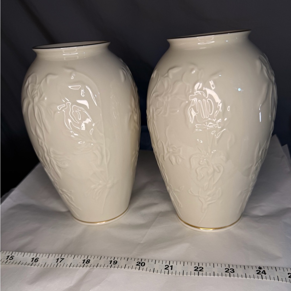 Lenox Cream Floral Vases